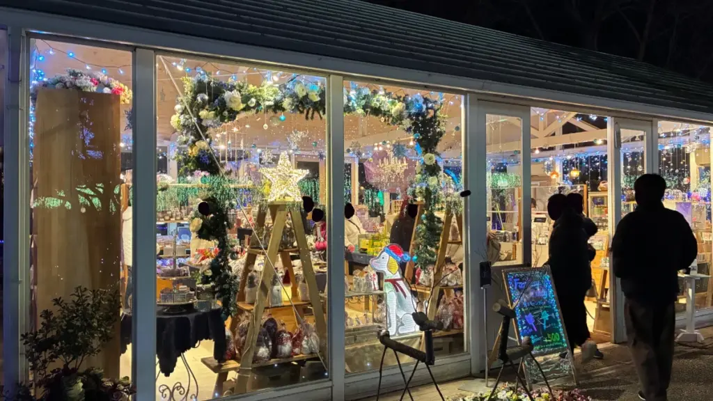あしかがフラワーパーク フラワーショップ 夜 イルミネーション お土産 店内