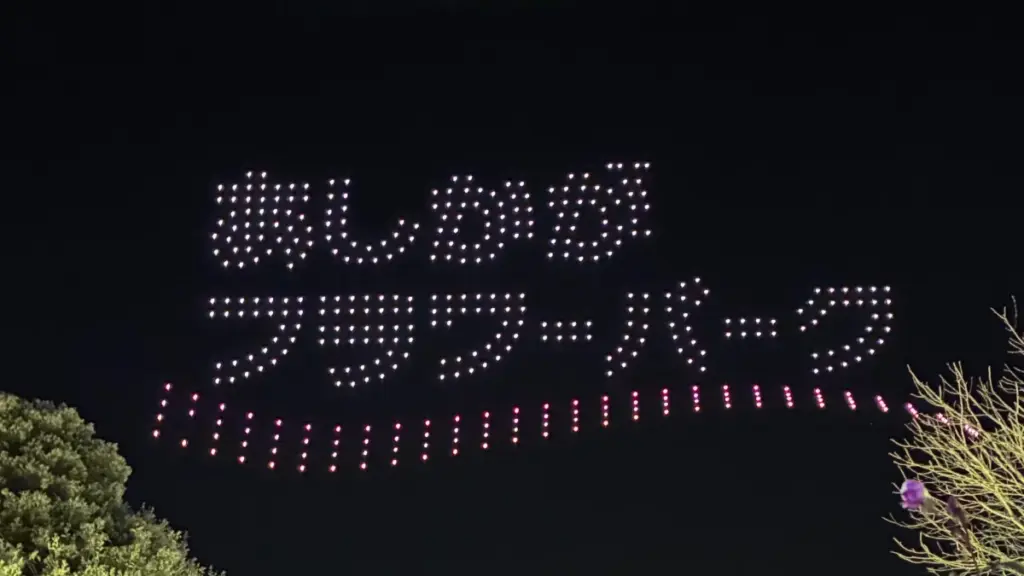 あしかがフラワーパーク ドローンショー 500機 夜空に浮かぶ文字演出